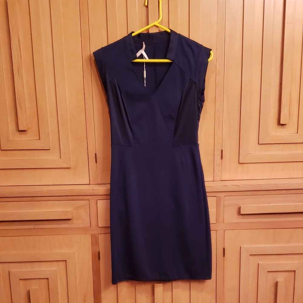 NWT Halston Heritage Blue Cap Sleeve Dress